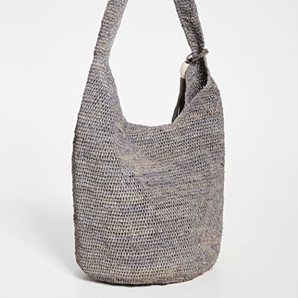 NWT Mar Y Sol Dove Gray Augusta Woven Raffia Shoulder Bag Tote Beach Bag - Picture 4 of 8